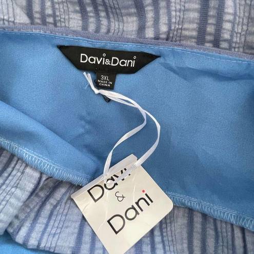 Davi & Dani  Dress Womens 3XL Blue Striped Maxi Summer Boho Button Down Coastal