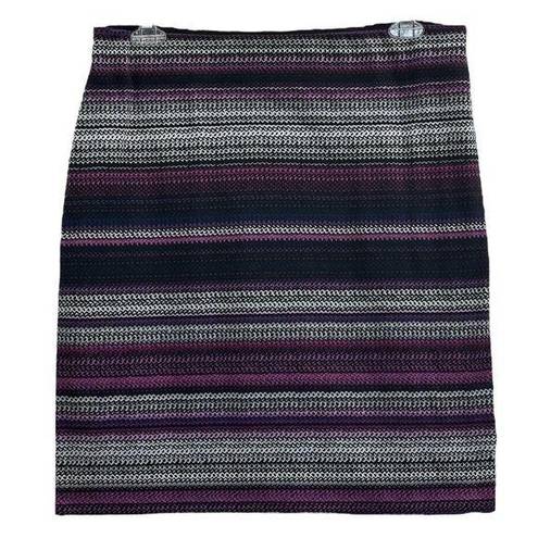 Dress Barn  Striped Black & Purple Stretch Knit Pencil Skirt Bodycon