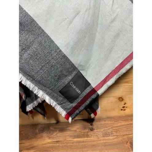 Calvin Klein  Women's Striped/Plaid Shawl Poncho Wrap in Dark & Light Gray