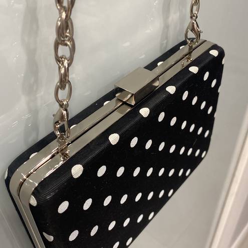 White House | Black Market  Black White Poka Dot Clutch Crossbody Purse Bag