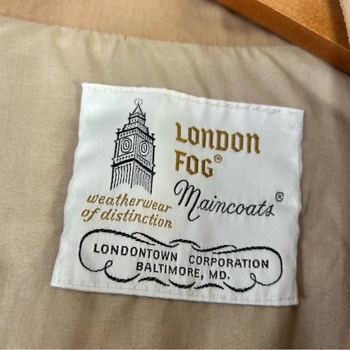 London Fog  Maincoats Tan Hooded Trench Coat Vintage Size 10