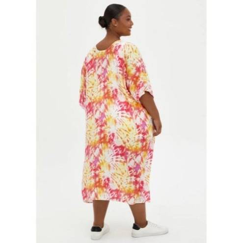 Torrid NWT  Pink Yellow Tie Dye Duster Kimono Women's Size 2/2X