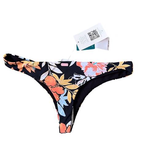 Roxy NWT  Printed High Leg Cheeky Bikini Bottoms - Black Floral - M