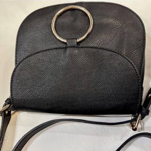 Krass&co G.H Bass & . Black Leather Crossbody Saddle Bag Purse