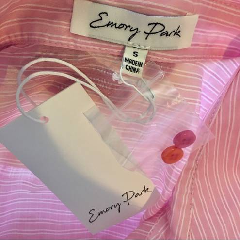 Emory park 🌺  Oversized Sheer Long Sleeve Top, Pink, Orange, Size S