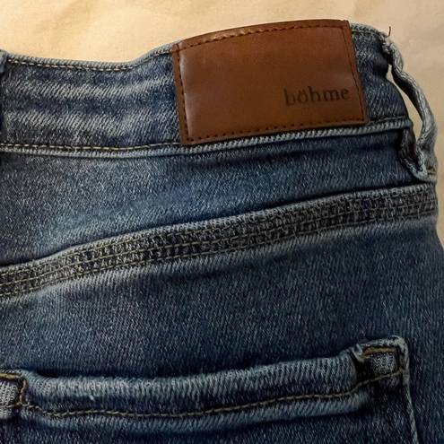 Bohme  Mid-Thigh Blue Denim Frayed Hem Shorts, Size 27