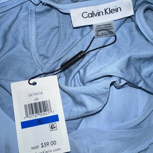 Calvin Klein  sleeveless pleated blouse Light Blue XL NWT