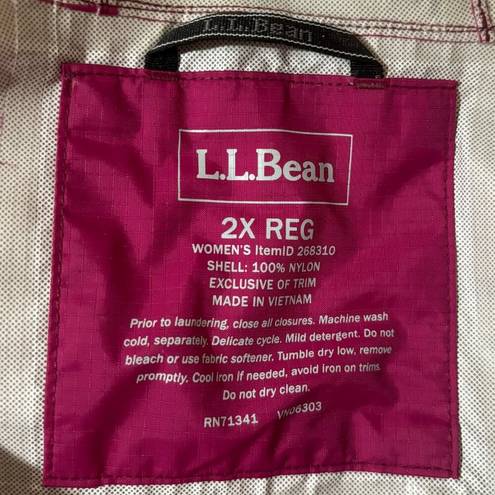 L.L.Bean  Rain Jacket Hooded Waterproof Full Zip Pockets Women's 2X Regular Pink