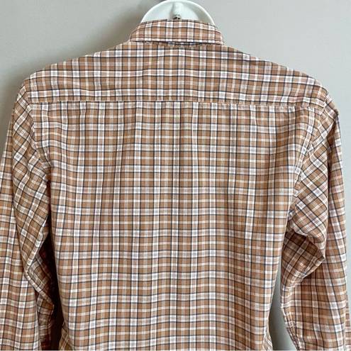 Nordstrom Vintage 1970s  Shirt Plaid Women Button-Up Brown Office Long Sleeve