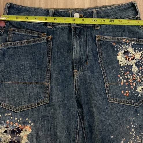 Pilcro  x Anthropologie Straight Leg Sequin The Wanderer Jeans Size 25