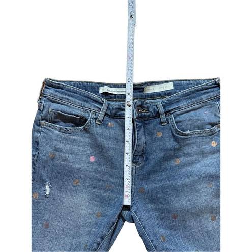 Pilcro and the Letterpress Pilcro Polka Dot Mid-Rise Boyfriend Cropped  Hyphen distressed Jeans Sz 31