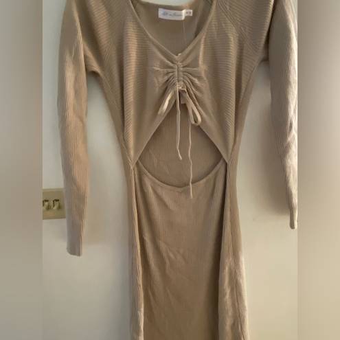 All in Favor NWT  gathered front cutout long sleeve ribbed midi dress M