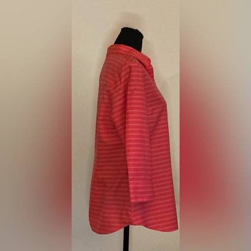 Coldwater Creek - Long sleeve striped pink button down blouse size Medium