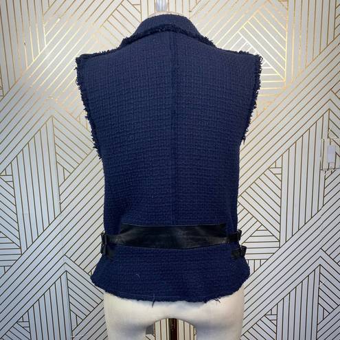 Rebecca Taylor  Tweed Motorcycle Zip Vest Navy Blue