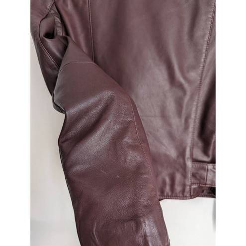 All Saints Balfern Leather Biker Jacket In Deep Berry Size 2 NEW