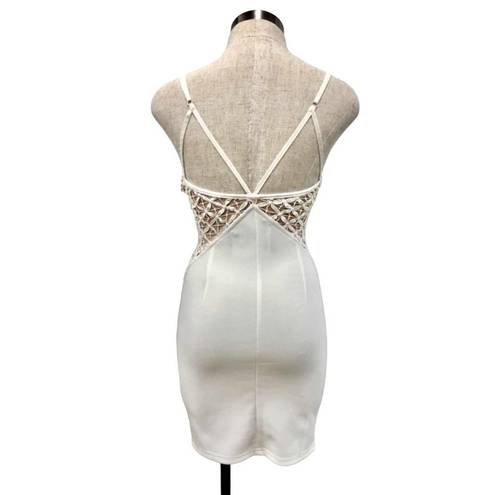 Angel Biba  Sleeveless Crochet Lace Bodycon Mini Dress White Size 12 NWT