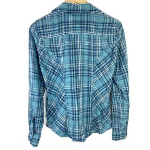 Style & Co  Plaid Button Up Long Sleeve Pearl Snap Blouse Sz XS