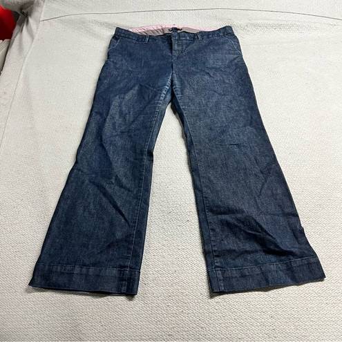 Gap Hip Slung Fit Dark Wash Wide Leg cotton Blend Ankle Jeans Size 12 EUC