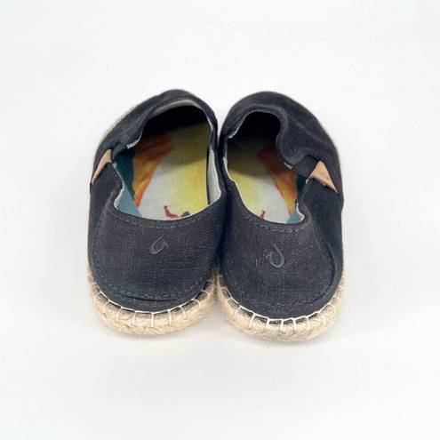 Olukai  kaula Pa‘a Kapa Linen Espadrilles Collapsible Heel Black Women’s 7.5