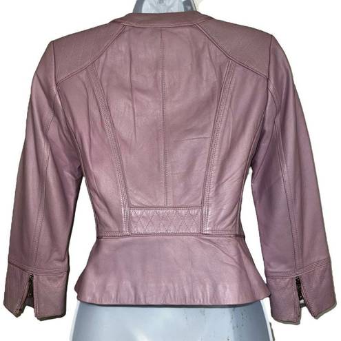 White House | Black Market  Light Lilac Leather Moto Jacket NWOT Size XXS