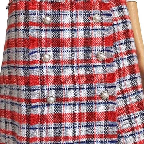 Sans Souci  Frayed Tweed Orange, White & Blue Mini Skirt Size L