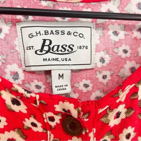 Krass&co G.H. Bass & . Micro Floral Ruffle Hem Tank Red Medium