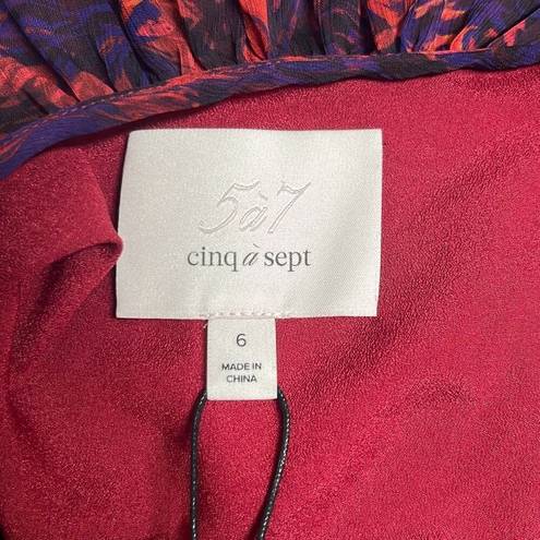 Cinq à Sept 5a7 Cinq A Sept Womens 6 Mini Tent Dress Black Red Floral Ruffles Keyhole NWT