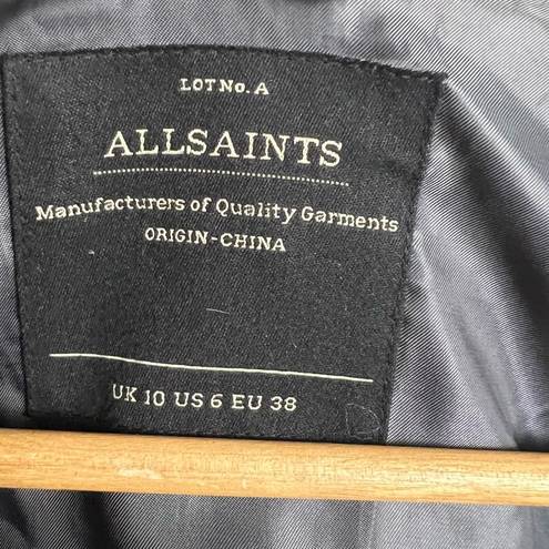 ALLSAINTS  Bayle Monument Slate Grey Waterfall Longline Coat Jacket Size 6