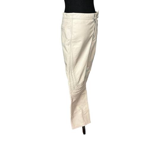 L'Academie L'Academia Leather Pants Bone White MEDIUM Tapered Moto Biker Designer NEW