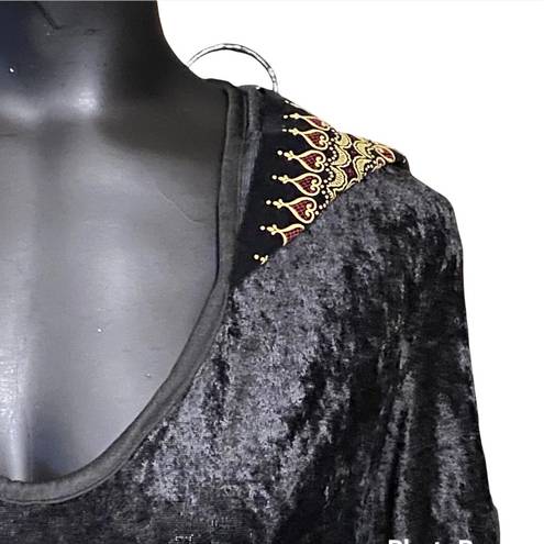 NEW Rubie’s Midnight Priestess Vampire Costume Black Velvet Hooded Gold Trim Size L