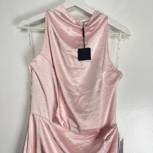 Elliatt  Alaia Asymmetric Satin Cocktail Dress in Blush Size Medium