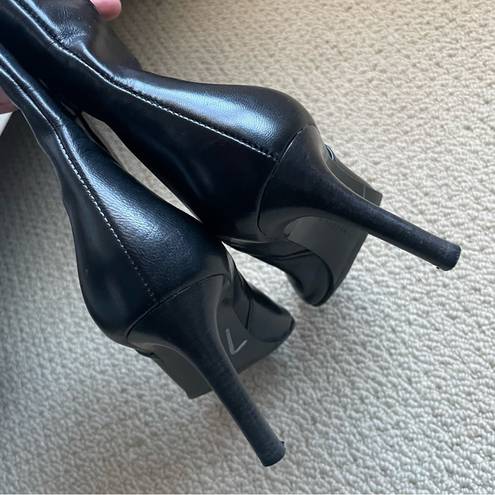 Ralph Lauren Lauren  Black Leather Ankle Stiletto Boots 6