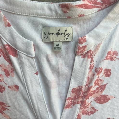 Wonderly  white and pink floral fit and flare shirt. Size Medium. NWOT Condition