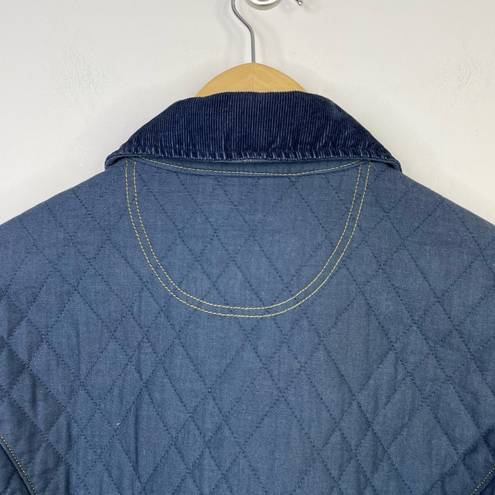 L.L.Bean  Quilted Chambray Equestrian Riding Field Jacket Barn Blue Womens S