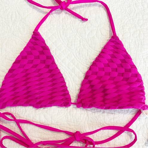 Good American  Pink Jacquard Triangle Bikini Top Medium M NWT