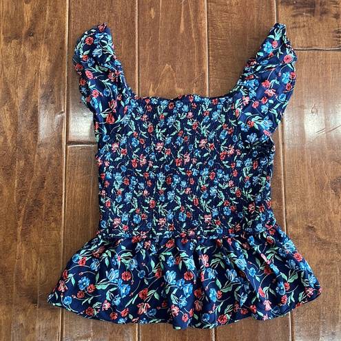 Draper James Floral Smocked Peplum Top