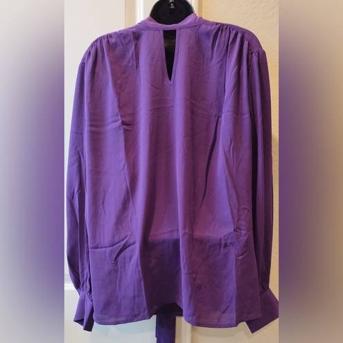 Krass&co NY& Purple Blouse With Bow Tie Front Size XL Women’s Top NWT