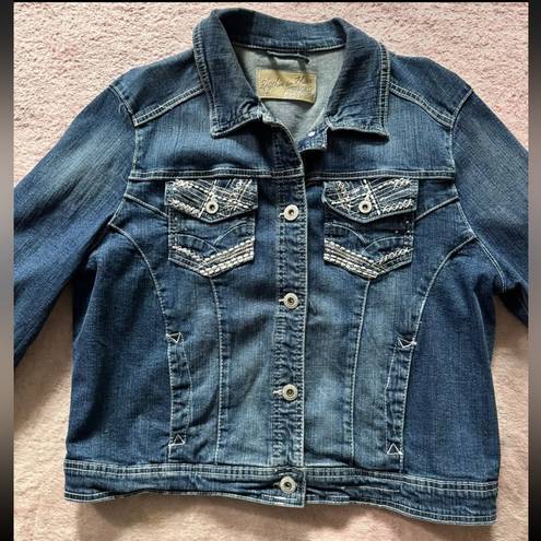 Rhythm  In Blues Women's Denim Jean Jacket Stretch Button Up Size Small