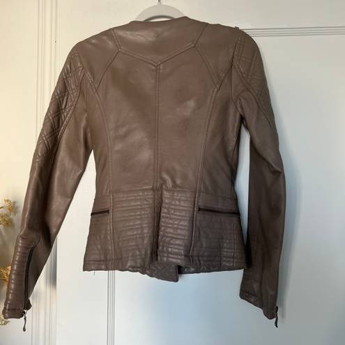 Bernardo Collection by  Taupe Faux Leather Quilted Moto Jacket XS GUC