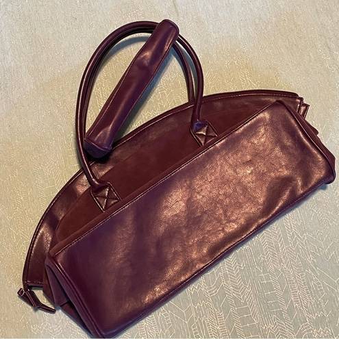 Estée Lauder  plum Microsuede 18” satchel/tote bag with matching make-up bag