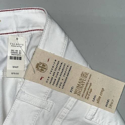 Talbots  Woman NWT Size 18WP White Signature Slim Crop Jeans
