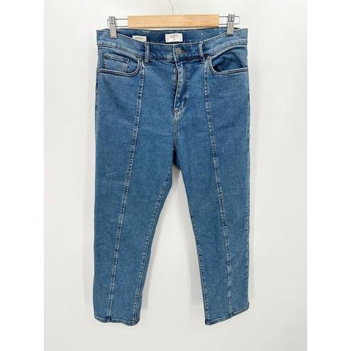 The Loft  Outlet Jeans Women 8 PETITE Blue Medium Wash Denim Straight Leg Seam Detail