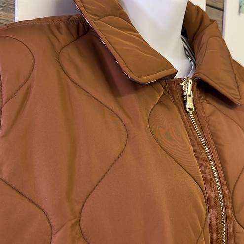 Isaac Mizrahi  Live! Reversible Quilted Barn Cognac Jacket- Small