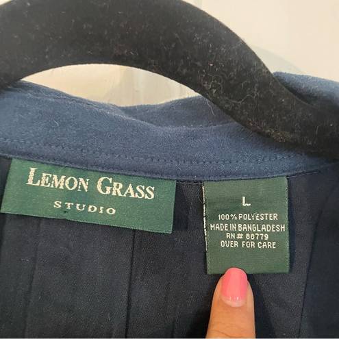 Lemon Grass Studio  Vintage Teal Suede Textured Button Down Sz L