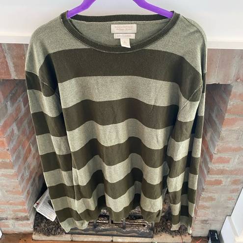 Banana Republic  Cotton Cashmere Blend Sweater size XL With Elbow Patches Striped