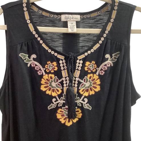 Style & Co  black&‎ Tan blouse size 1X