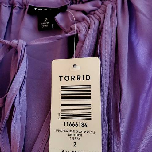 Torrid lavender sleeveless front tie blouse