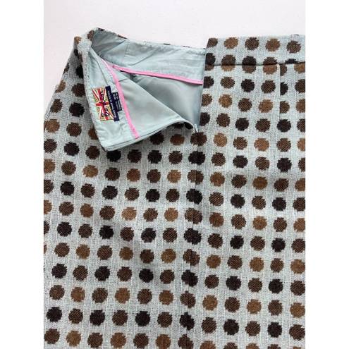 The Moon Boden Wool Skirt Women’s Size 6 British Tweed By Polka Dot Teal Brown