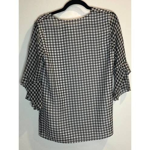 Calvin Klein Small  Black and White plaid check Work Career Blouse