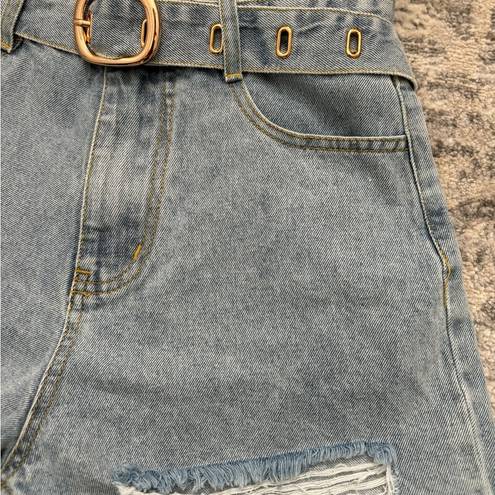 Kittenish Blue Jean Shorts with Belt Size S